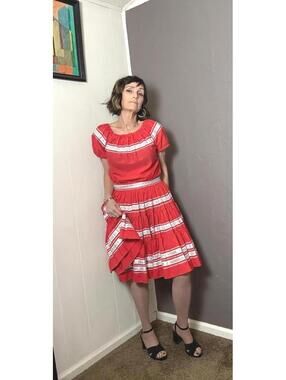 1940's-50's Patio Skirt + Top Native Dress set